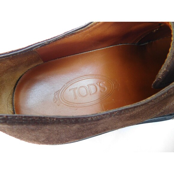 TOD'S SUEDE DARK BROWN LACED LOAFERS SIZE 7.5 - Picture 8 of 11